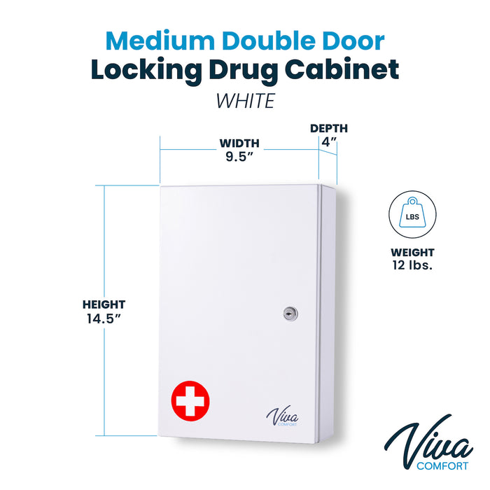 Double Door Narcotics Cabinet, Dual Lock (14.5"H x 9.5"W)