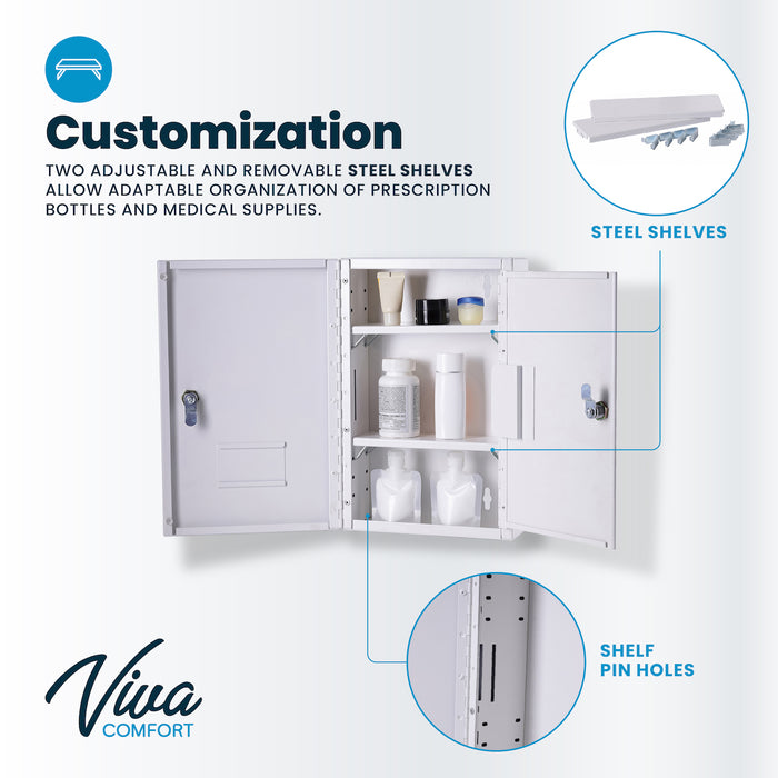 Double Door Narcotics Cabinet, Dual Lock (14.5"H x 9.5"W)