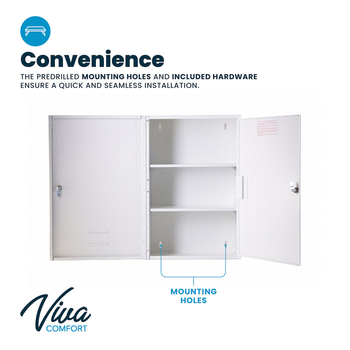 Large Double Door Narcotics Cabinet, Dual Lock (24"H x 16"W)