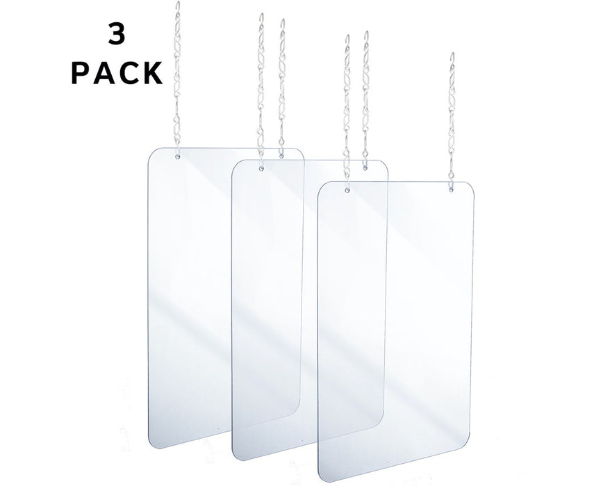 Acrylic Hanging Protective Sneeze Shield 30" x 36" - 3/pk