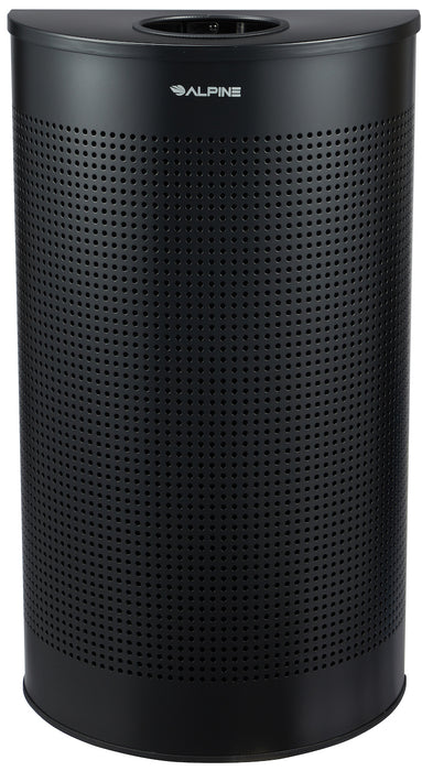 12-Gallon Stainless Steel Waste Can, Perforated. Half Circle [Black Finish]