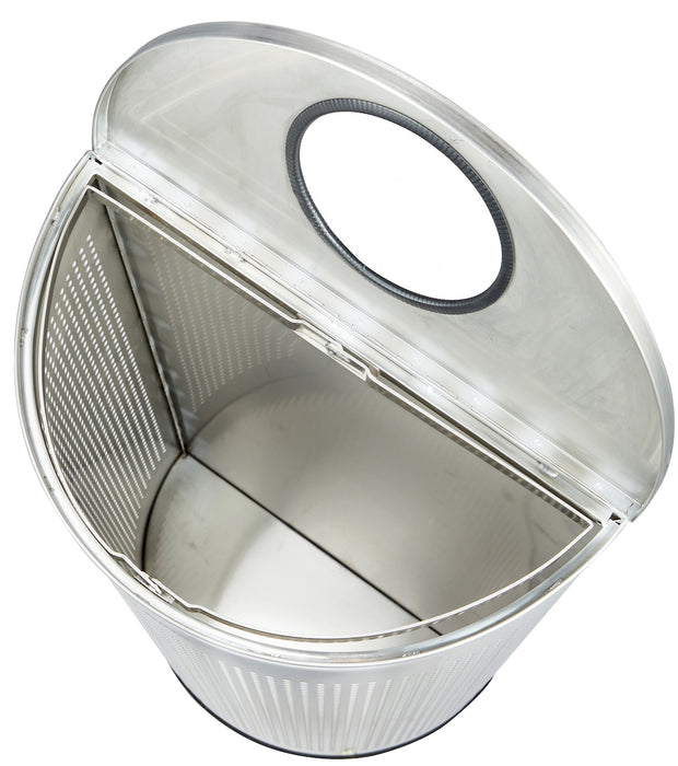 12-Gallon Stainless Steel Waste Can, Perforated. Half Circle