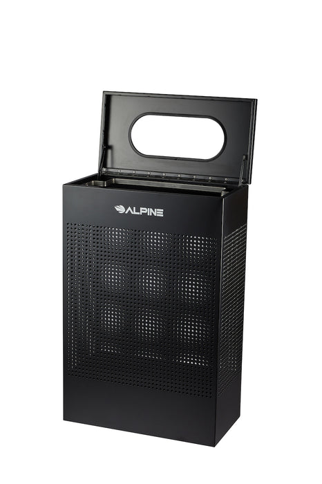 13-Gallon Stainless Steel Trash Can, Perforated. Rectangular