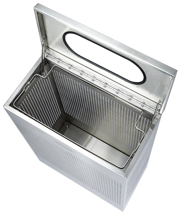 13-Gallon Stainless Steel Trash Can, Perforated. Rectangular