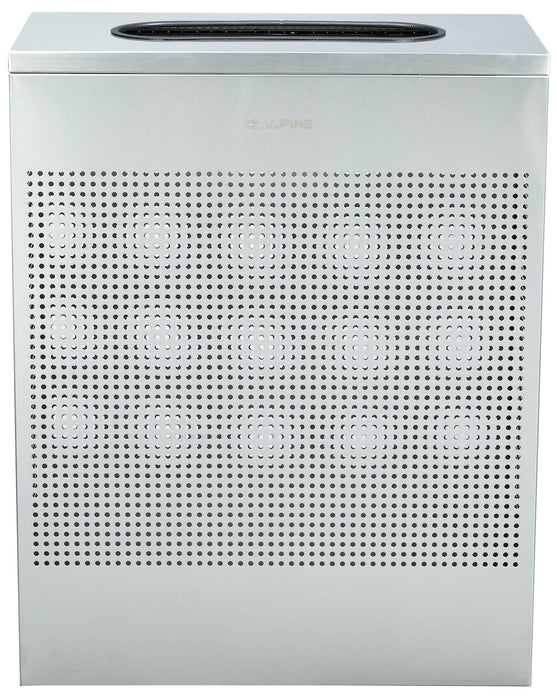 23-Gallon Stainless Steel Waste Can, Perforated. Rectangular [Steel Finish]