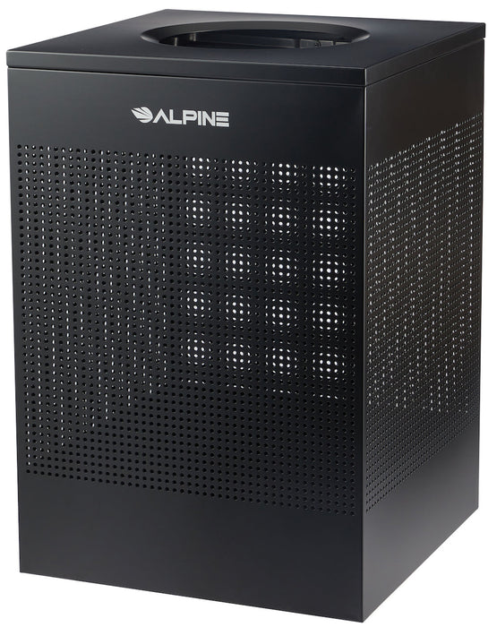 40-Gallon Stainless Steel Waste Can, Perforated. Square [Black Finish]