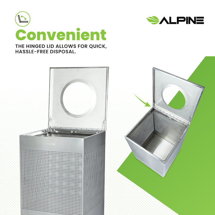 40-Gallon Stainless Steel Waste Can, Perforated. Square