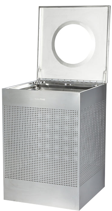 40-Gallon Stainless Steel Waste Can, Perforated. Square