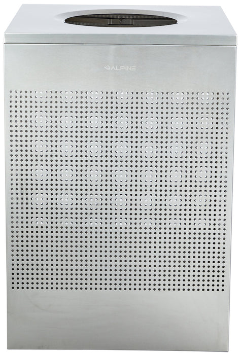 40-Gallon Stainless Steel Waste Can, Perforated. Square