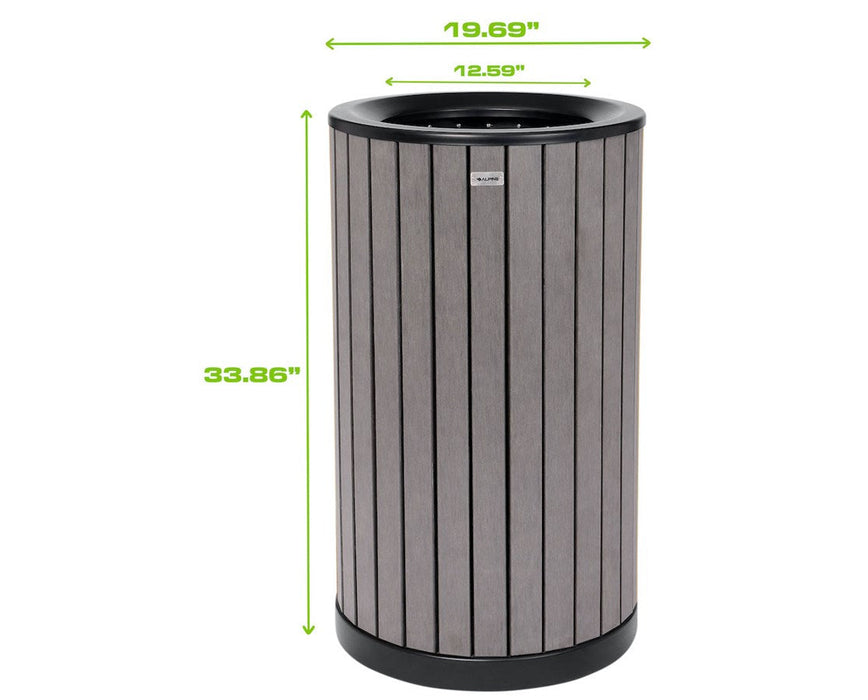 32-Gallon Outdoor Trash Can with Slatted Recycled Plastic Panels