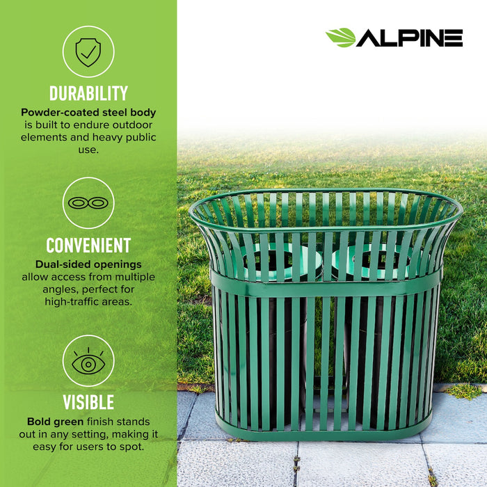 Dual Slated Trash Can, 40 Gallon