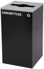 29-Gallon Square Recycling Waste Can. Black w/ Mixed Lid & Cans/Bottles Sticker