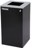 29-Gallon Square Recycling Waste Can. Black w/ Square Lid & Trash Sticker