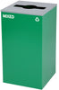 29-Gallon Square Recycling Waste Can. Green w/ Mixed Lid & Mixed Sticker