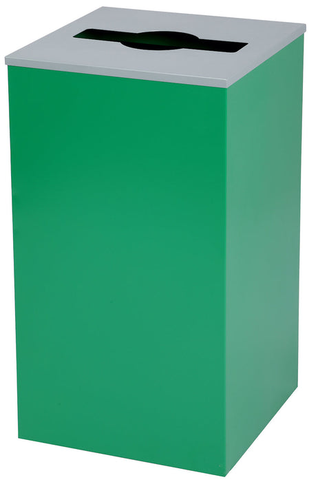 29-Gallon Square Recycling Waste Can. Green w/ Mixed Lid