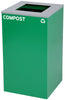 29-Gallon Square Recycling Waste Can. Green w/ Square Lid & Compost Sticker