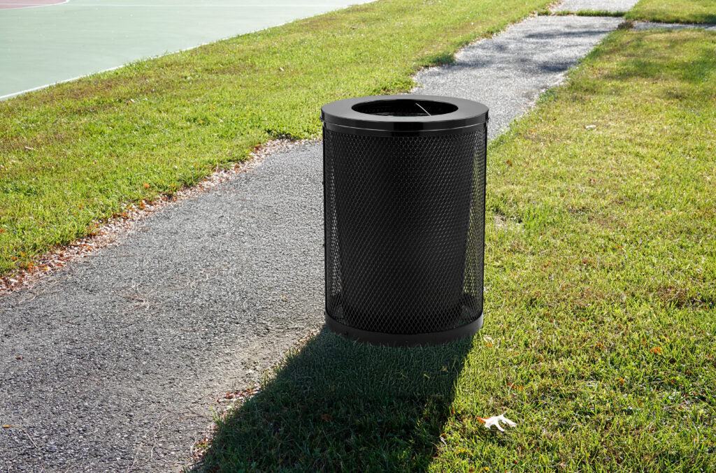 36 Gallon Round Diamond Steel Trash Can