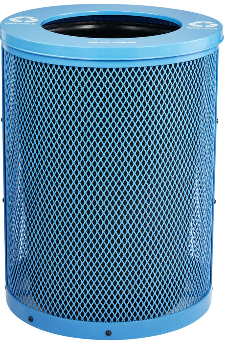 Round Diamond 36 Gallon Steel Trash Can w/ Liner [Blue]
