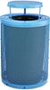 Round Diamond 36 Gallon Steel Trash Can w/ Rain Bonnet & Liner [Blue]