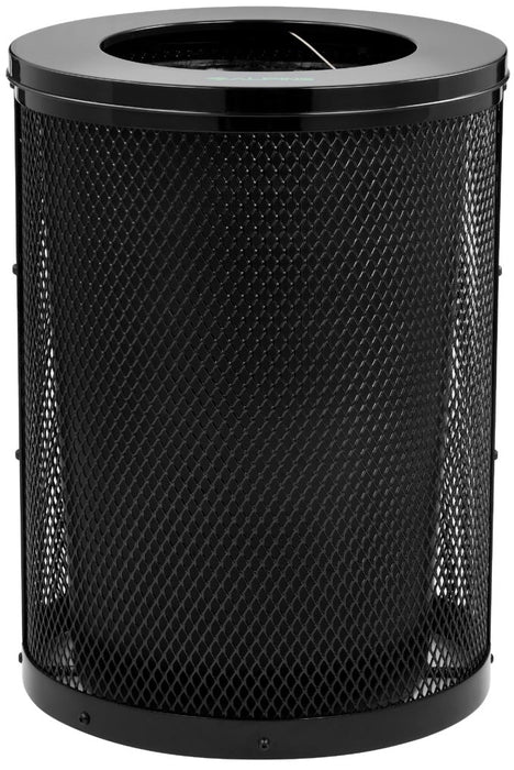 Round Diamond Steel Waste Can, Black