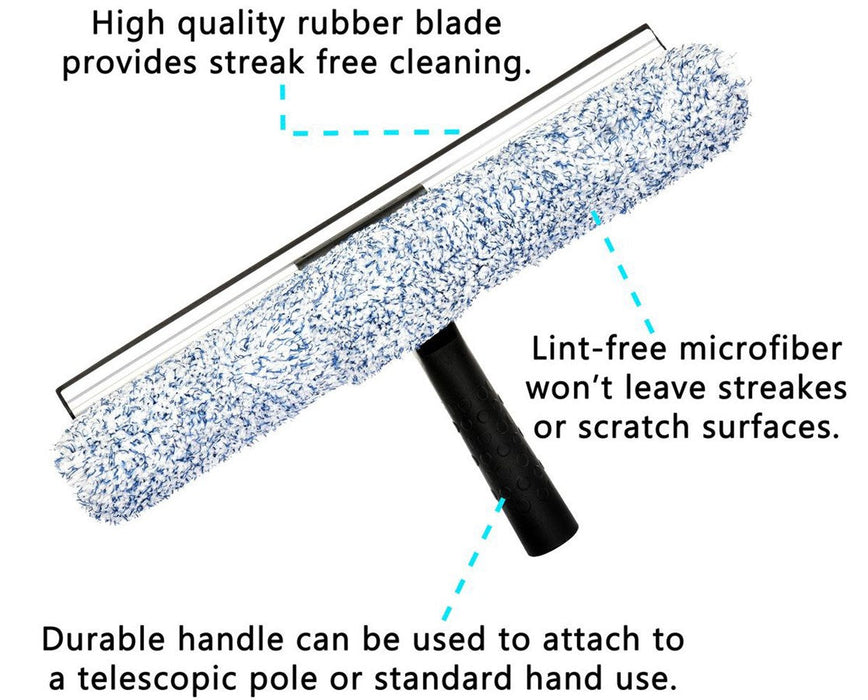14" Microfiber Window Combo: 2-in-1 Professional Squeegee and Window Scrubber