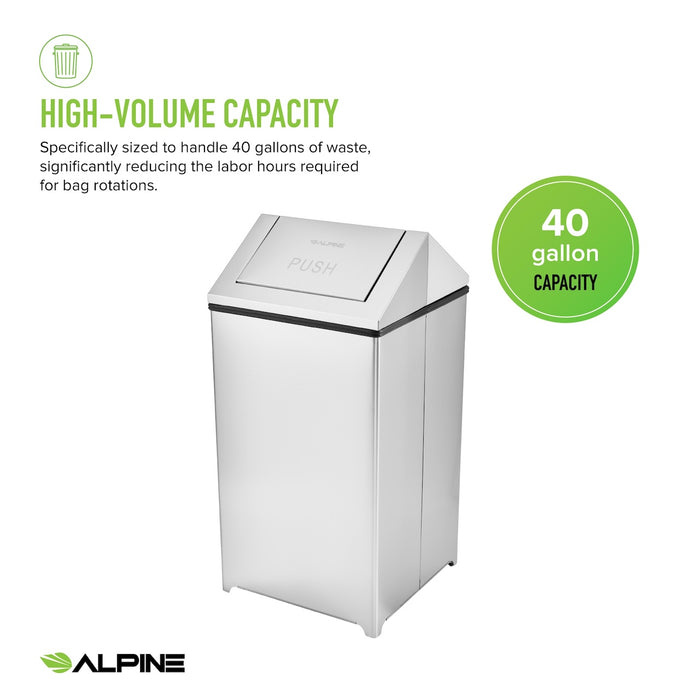 Stainless Steel Swing Top Waste Can (20-40 Gallon Option)
