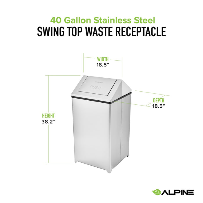 Stainless Steel Swing Top Waste Can (20-40 Gallon Option)
