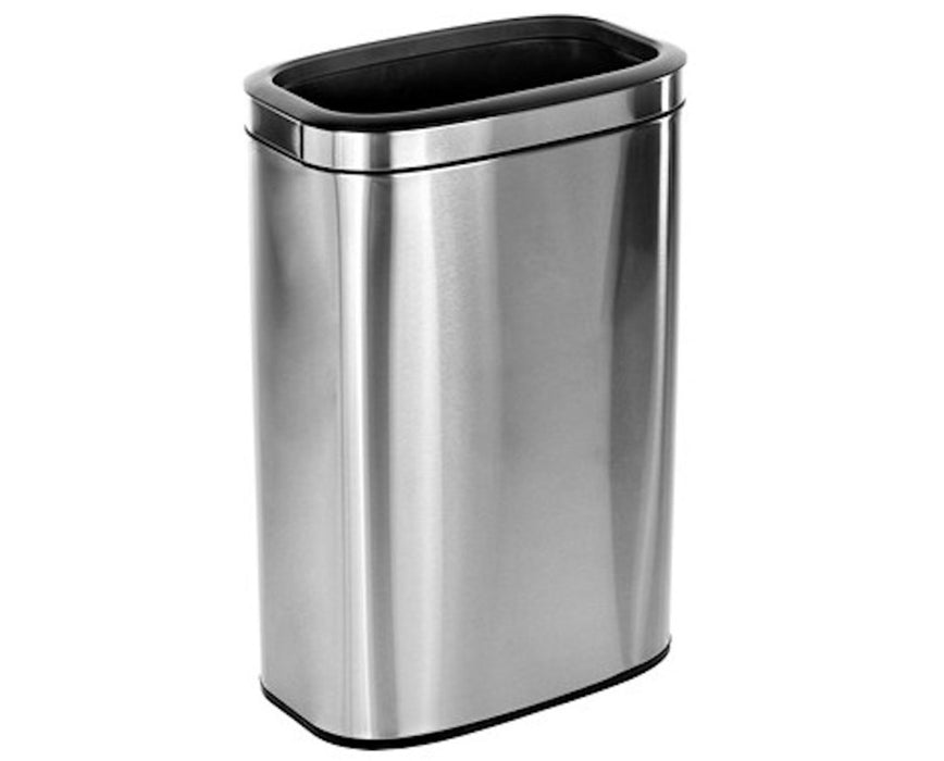 40 L / 10.5 Gal Gal Stainless Steel Slim Open Trash Can, Brushed Stainless Steel