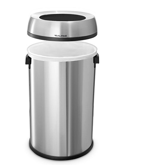 17-Gallon Stainless Steel Open-Top Indoor Trash Receptacle