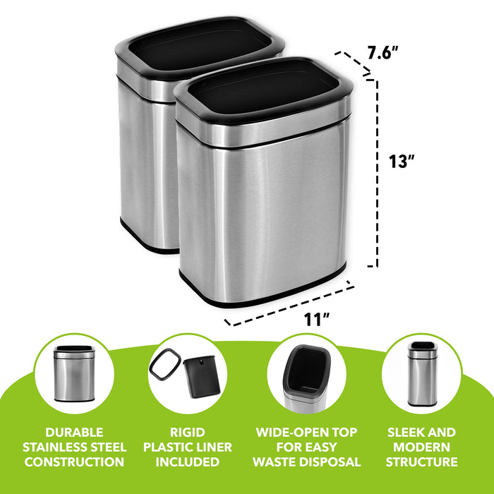 Stainless Steel Open Trash Can