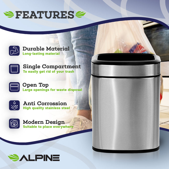 Stainless Steel Open Trash Can