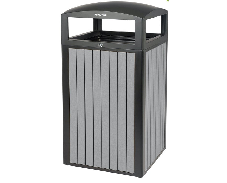 40-Gallon Outdoor Trash Container with Slatted Recycled Plastic Panels – Grey