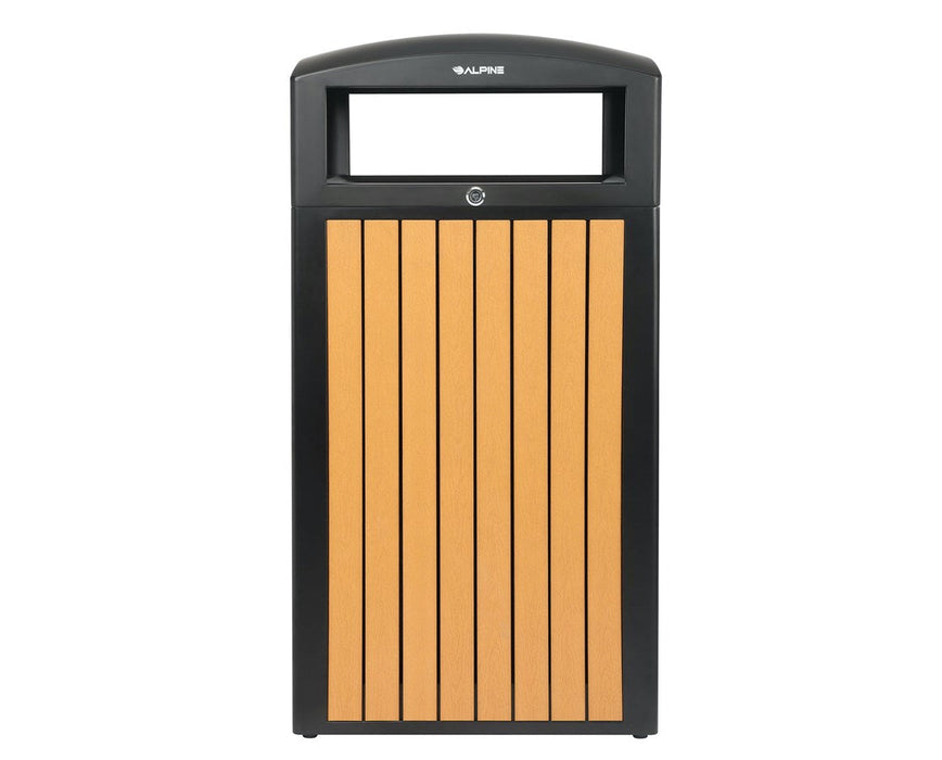 40-Gallon Outdoor Trash Container with Slatted Recycled Plastic Panels - Cedar