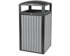 40-Gallon Outdoor Trash Container w/ Slatted Recycled Plastic Panels. Grey