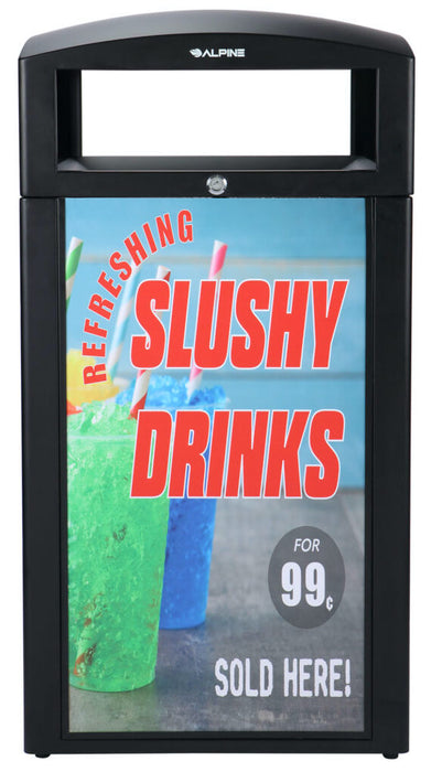 Rugged 40 Gallon All Weather Trash Container, With Advertisement Panels, Grey Stone