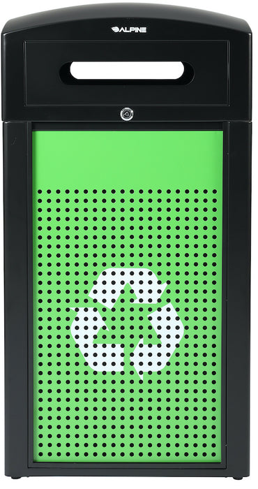 40-Gallon All Weather Steel Recycling Can w/ Advertisement Panels, Green Panel