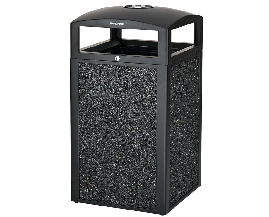 Rugged 40-Gallon All-Weather Trash Container - Perforated Galvanized Steel with Ashtray Insert