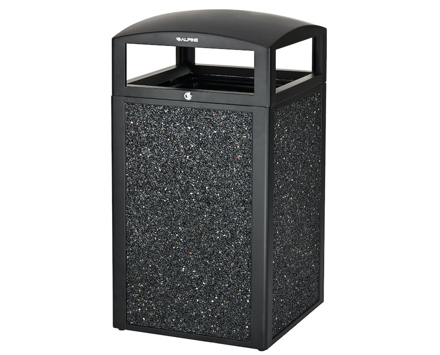 Rugged 40-Gallon All-Weather Trash Container - Stone Decorative Panels With Ashtray Insert