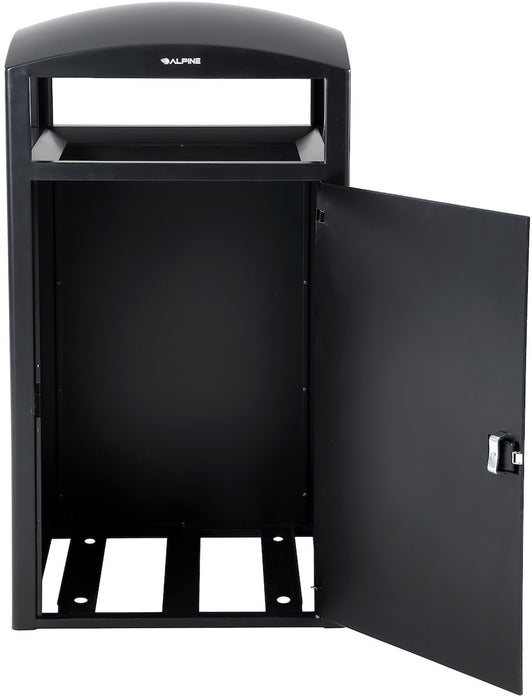 55-Gallon All-Weather Steel Trash Can with Door Panels