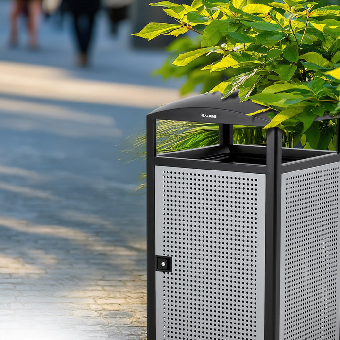 55-Gallon All-Weather Steel Trash Can with Door Panels