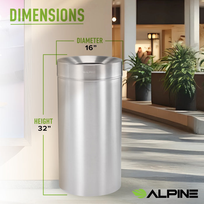 50-Gallon Stainless Steel Indoor Waste Can