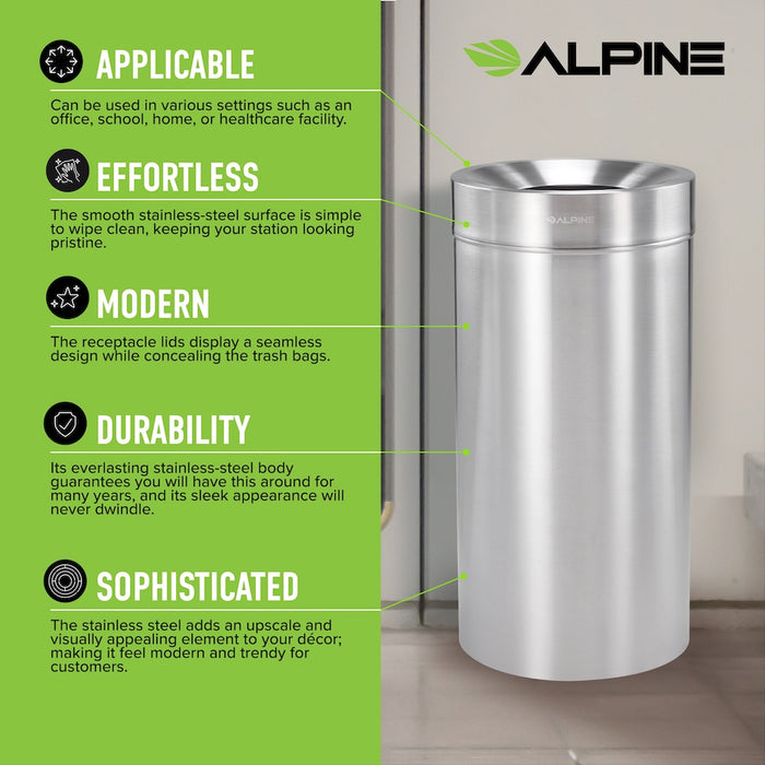 27-Gallon Stainless Steel Indoor Waste Can