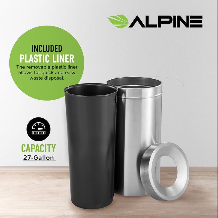 27-Gallon Stainless Steel Indoor Waste Can