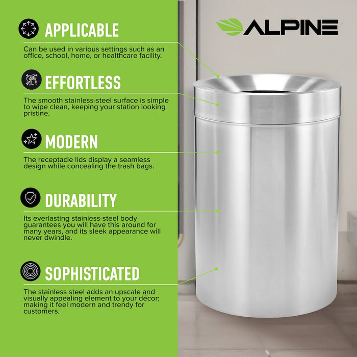 50-Gallon Stainless Steel Indoor Waste Can