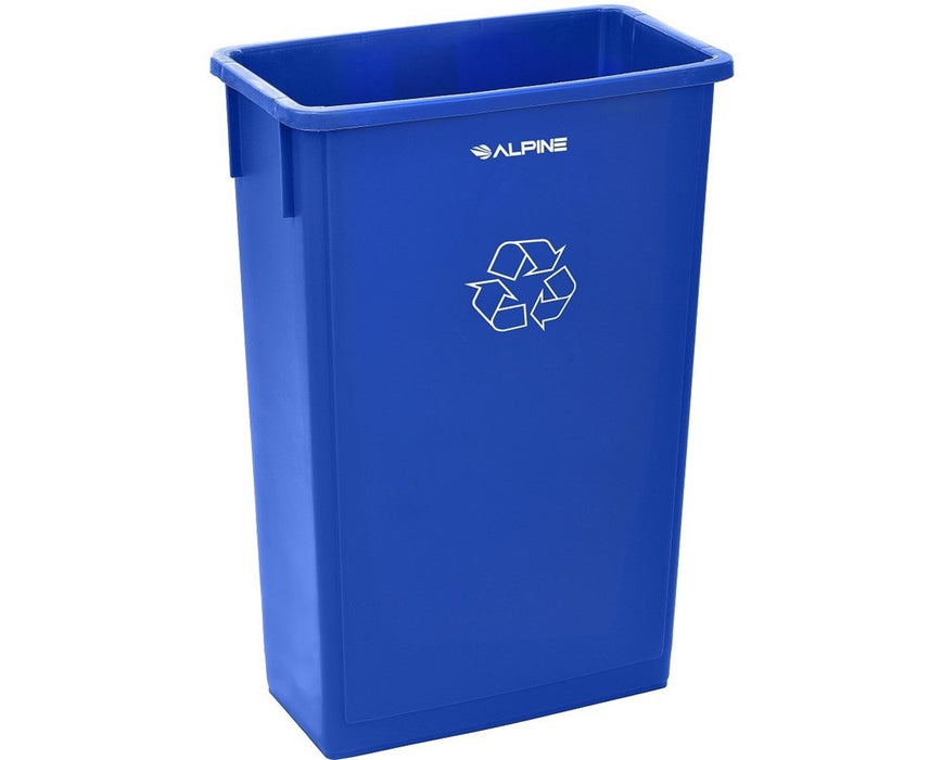 23-Gallon Slim Trash Can - Blue w/ Recycling Label - 1ea