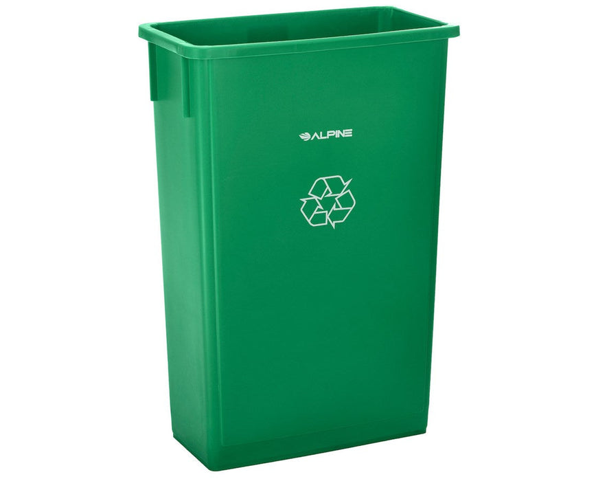 23-Gallon Slim Trash Can - Green w/ Recycling Label - 1 ea