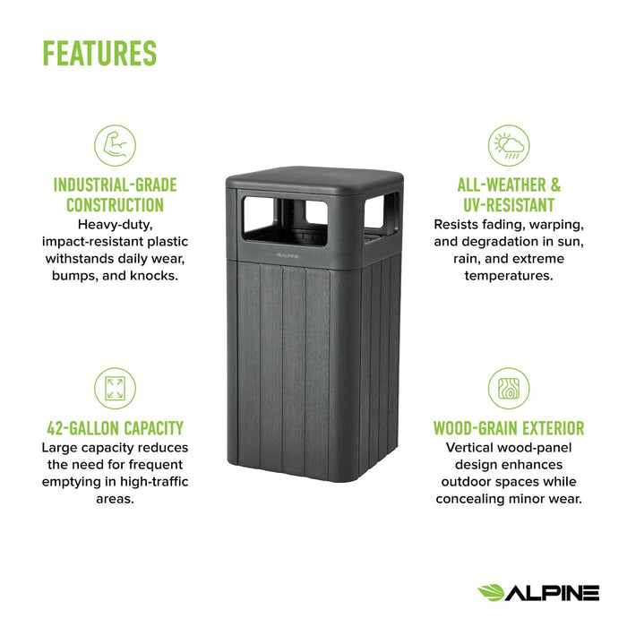 MaxDuty 42 Gallon Outdoor Plastic Trash Bin