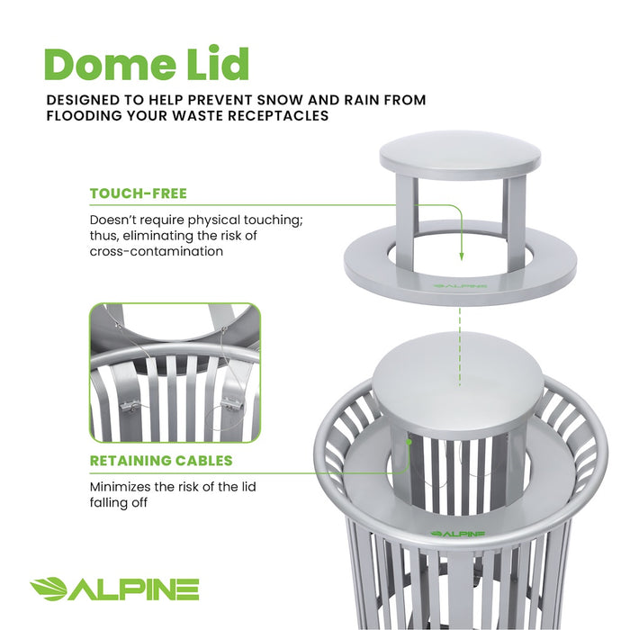 36-Gallon Trash Can w/ Dome Lid. Silver