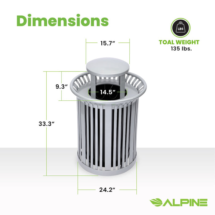 36-Gallon Trash Can w/ Dome Lid. Silver
