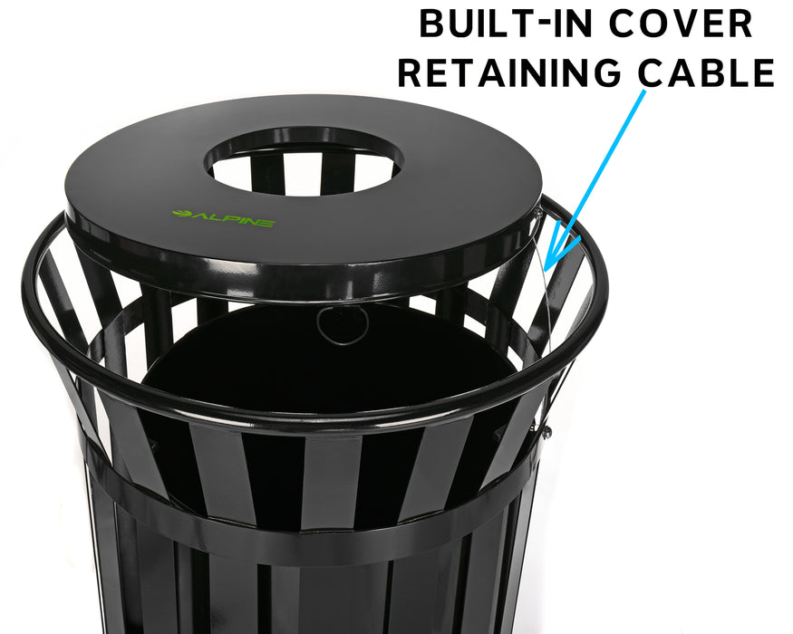 38-Gallon Outdoor Metal Waste Receptacle